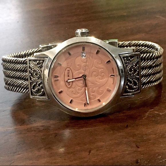 LOIS HILL Sterling Silver Pink Face Swiss Movement Watch RARE - Picture 5 of 16